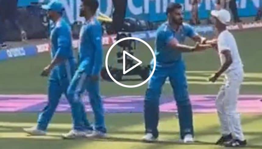 [Watch] Fan Touches Virat Kohli’s Feet At The Wankhede Stadium During World Cup 2023